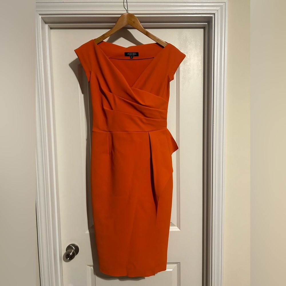 Chiara Boni La Petite Robe Ashlee Cap Sleeve Dress in Orange Sz 44 $695 EUC